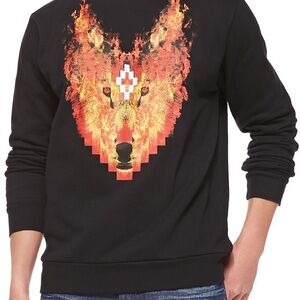 Marcelo Burlon Black Fire Wolf Sweatshirt Size S (Men) will be M-L for Women